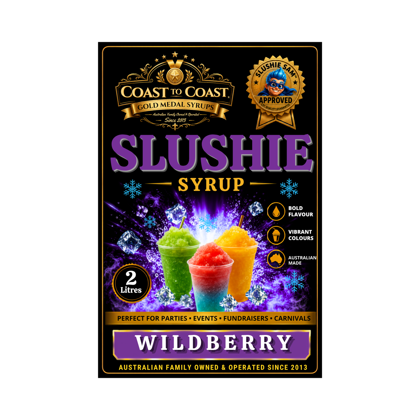 Premium Wildberry Slushie Syrups 2ltr - Coast to Coast Gold Medal Syrups2