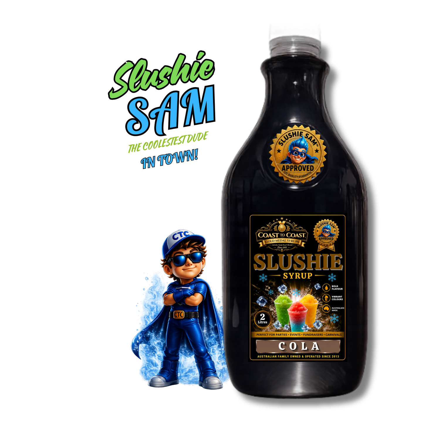Premium Cola Slushie Syrups 2ltr - Coast to Coast Gold Medal Syrups