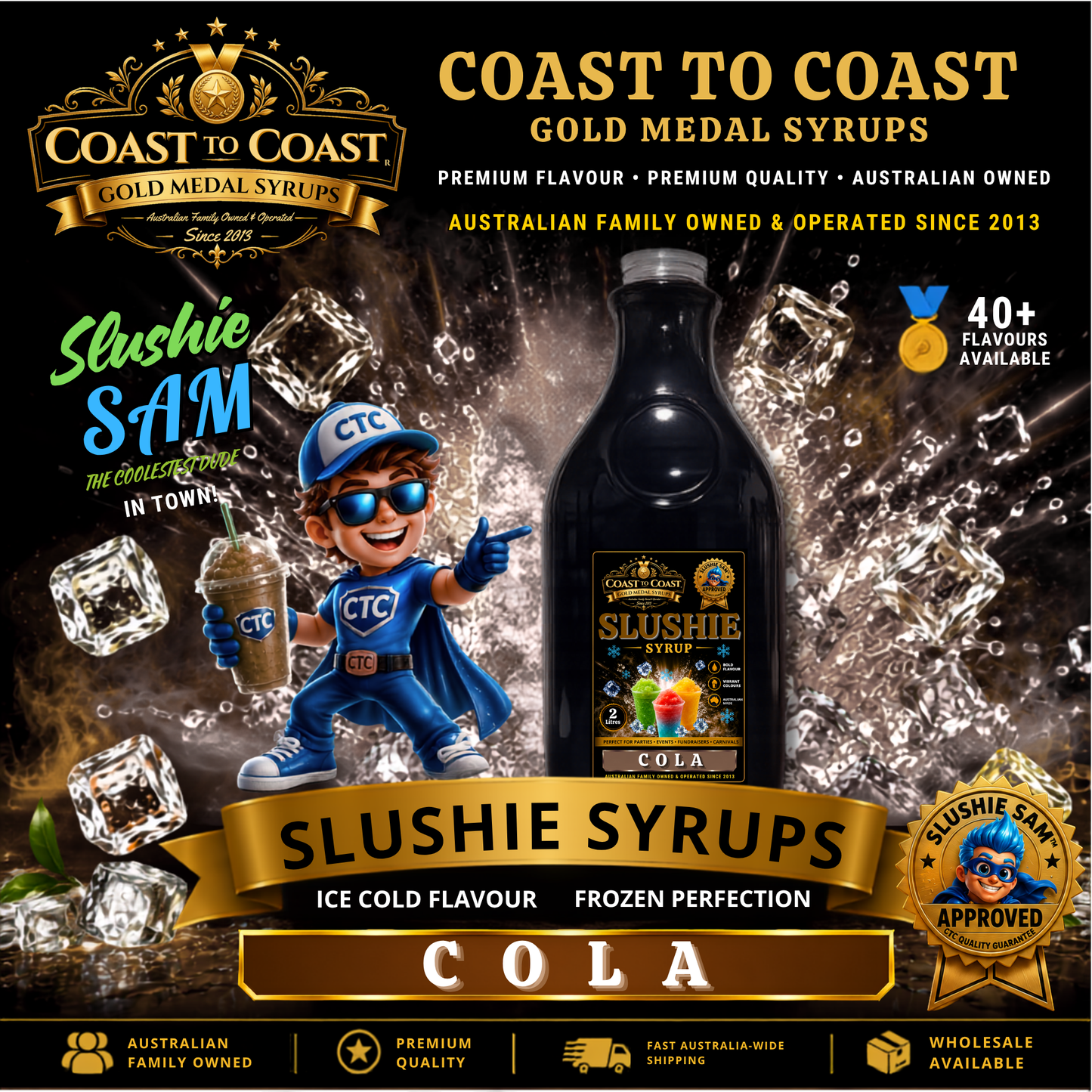 Premium Cola Slushie Syrups 2ltr - Coast to Coast Gold Medal Syrups