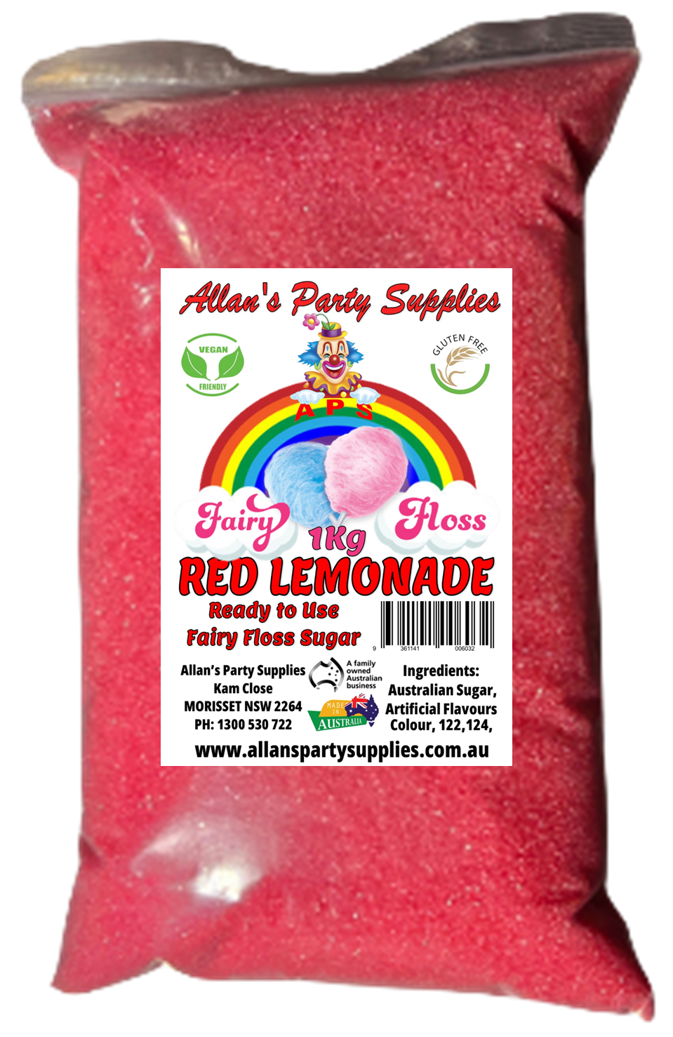 #3 APS, Premium Fairy Floss Sugar, 50 Serves RTU 1kg, Over 35 Plus Flavours
