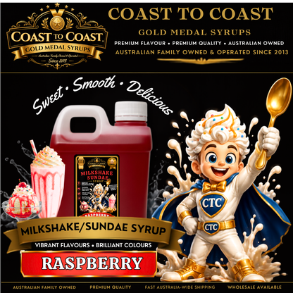 Raspberry, Milkshake/Sundae toppings 1ltr - Coast to Coast Gold Medal Syrups®