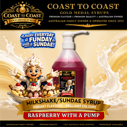 Raspberry, Milkshake-Sundae Toppings 4ltr with pump - Coast to Coast Gold Medal Syrups®