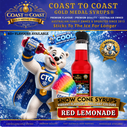 Red Lemonade Snow Cone Syrups 250ml - Coast to Coast Gold Medal Syrups®