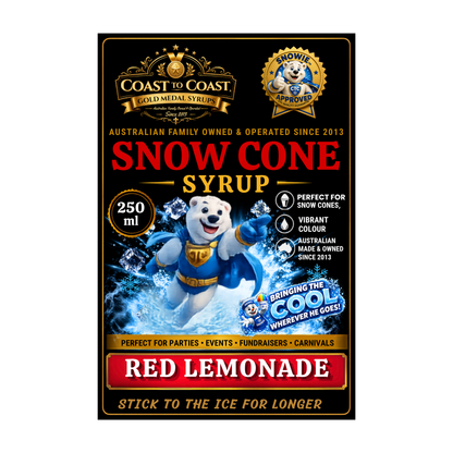Red Lemonade Snow Cone Syrups 250ml - Coast to Coast Gold Medal Syrups®