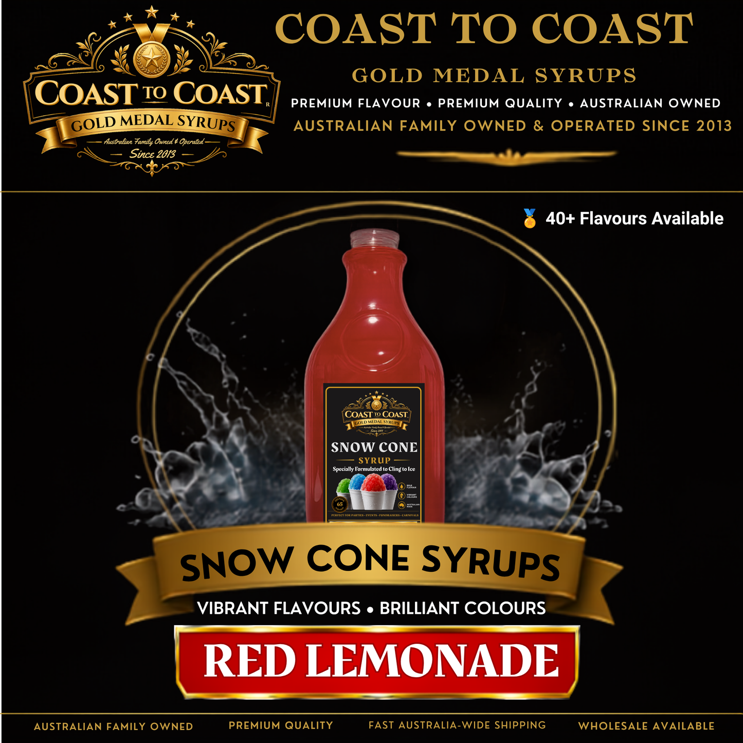 Red Lemonade Snow Cone Syrups 2ltr - Coast to Coast Gold Medal Syrups®