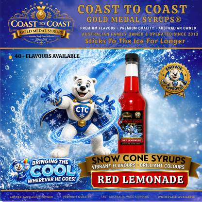 Red Lemonade Snow Cone Syrups 750ml - Coast to Coast Gold Medal Syrups®