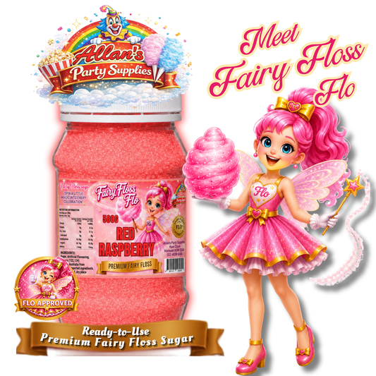 Red Raspberry Fairy Floss Sugar – 500g Jar - Allan's Party Supplies