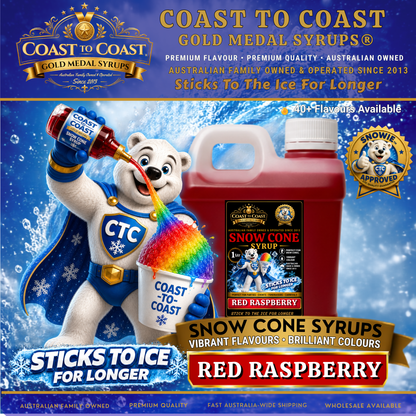 Red Raspberry Snow Cone Syrups 1ltr - Coast to Coast Gold Medal Syrups®