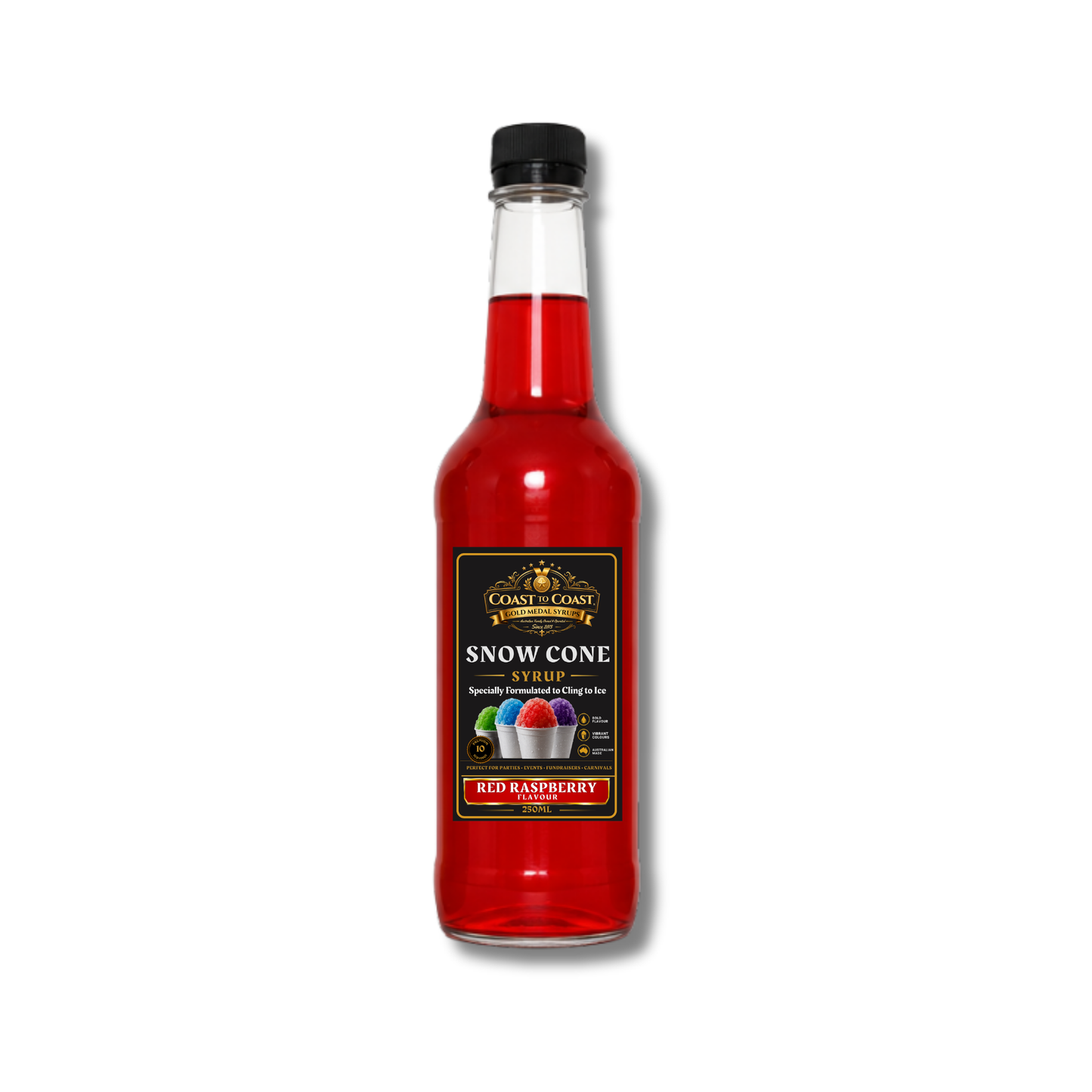 Red Raspberry Snow Cone Syrups 250ml - Coast to Coast Gold Medal Syrups®