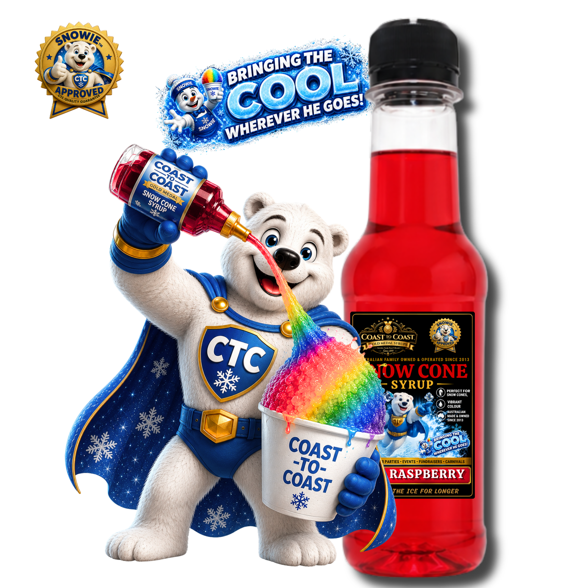 Red Raspberry Snow Cone Syrups 250ml - Coast to Coast Gold Medal Syrups®