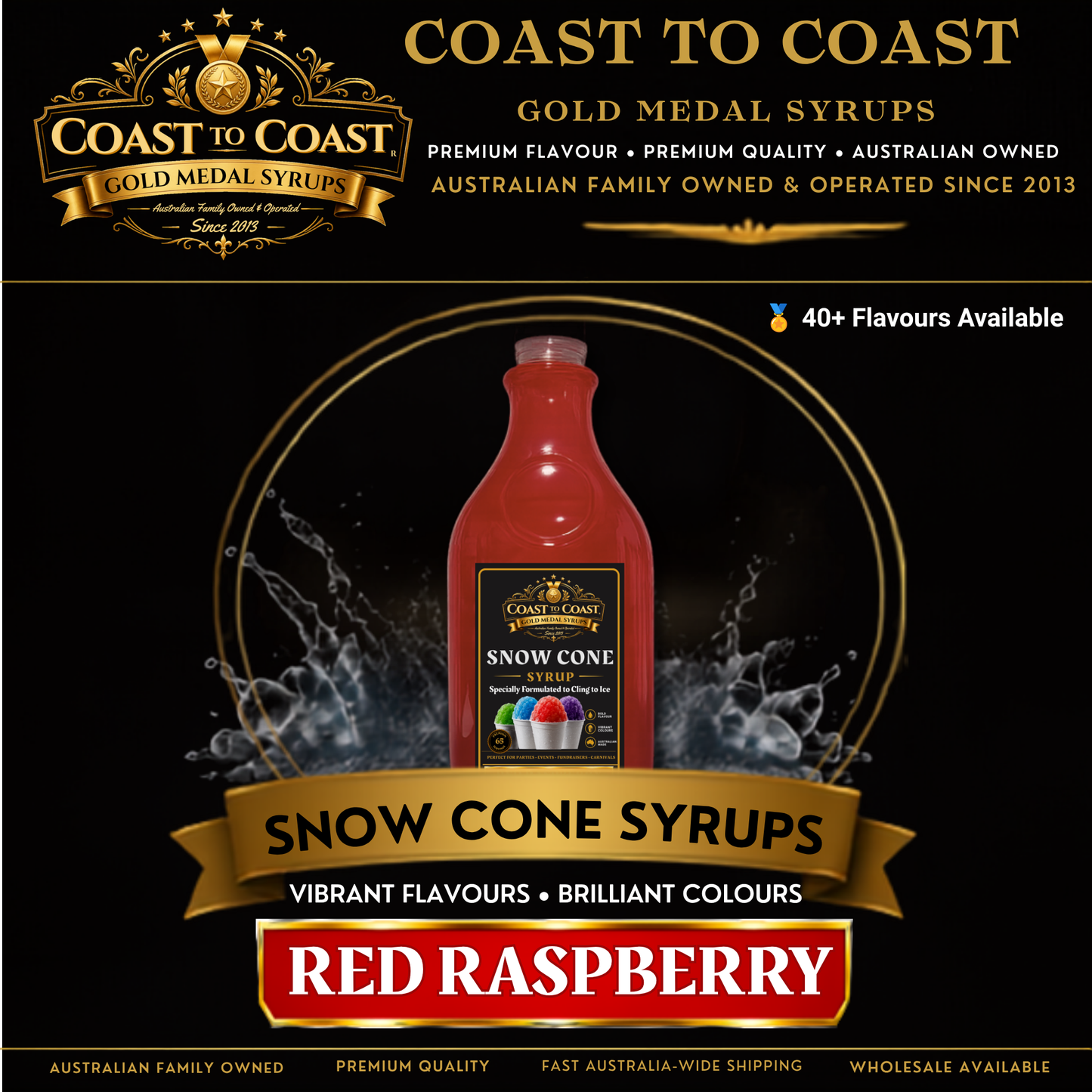 Red Raspberry Snow Cone Syrups 2ltr - Coast to Coast Gold Medal Syrups®