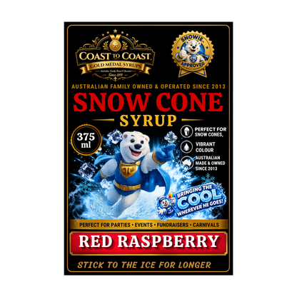Red Raspberry Snow Cone Syrups 375ml - Coast to Coast Gold Medal Syrups®