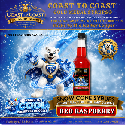 Red Raspberry Snow Cone Syrups 750ml - Coast to Coast Gold Medal Syrups®