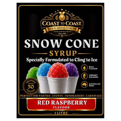 Red Raspberry Snow Cone Syrups 1ltr - Coast to Coast Gold Medal Syrups®