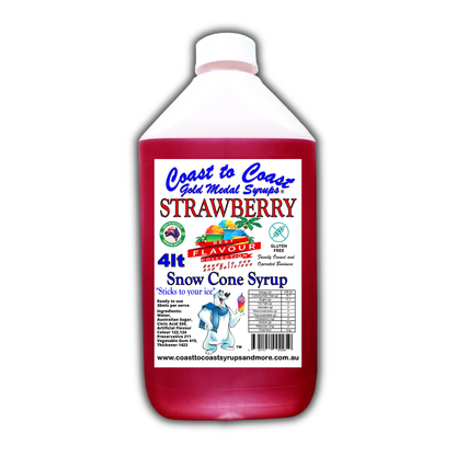 6 Strawberry Snow Cone Syrup, 4Ltr, Premium Ice Syrup, Coast to Coast Gold Medal Syrups®