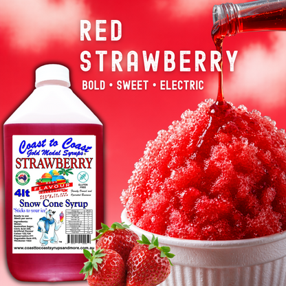 6 Strawberry Snow Cone Syrup, 4Ltr, Premium Ice Syrup, Coast to Coast Gold Medal Syrups®