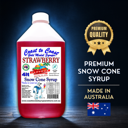 6 Strawberry Snow Cone Syrup, 4Ltr, Premium Ice Syrup, Coast to Coast Gold Medal Syrups®