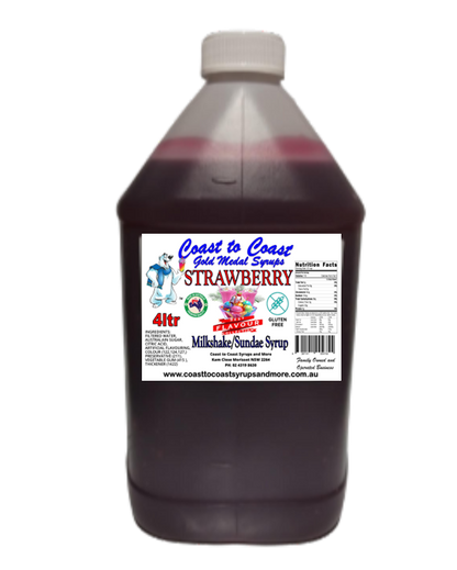 #4 Strawberry, Milkshake/Sundae Toppings 4ltr with pump, Coast to Coast Gold Medal Syrups®