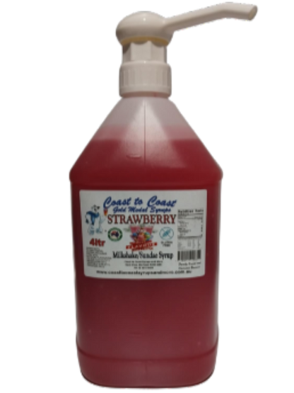 #4 Strawberry, Milkshake/Sundae Toppings 4ltr with pump, Coast to Coast Gold Medal Syrups®