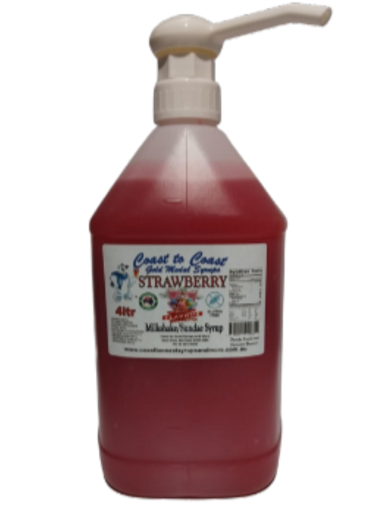 #4 Strawberry, Milkshake/Sundae Toppings 4ltr with pump, Coast to Coast Gold Medal Syrups®
