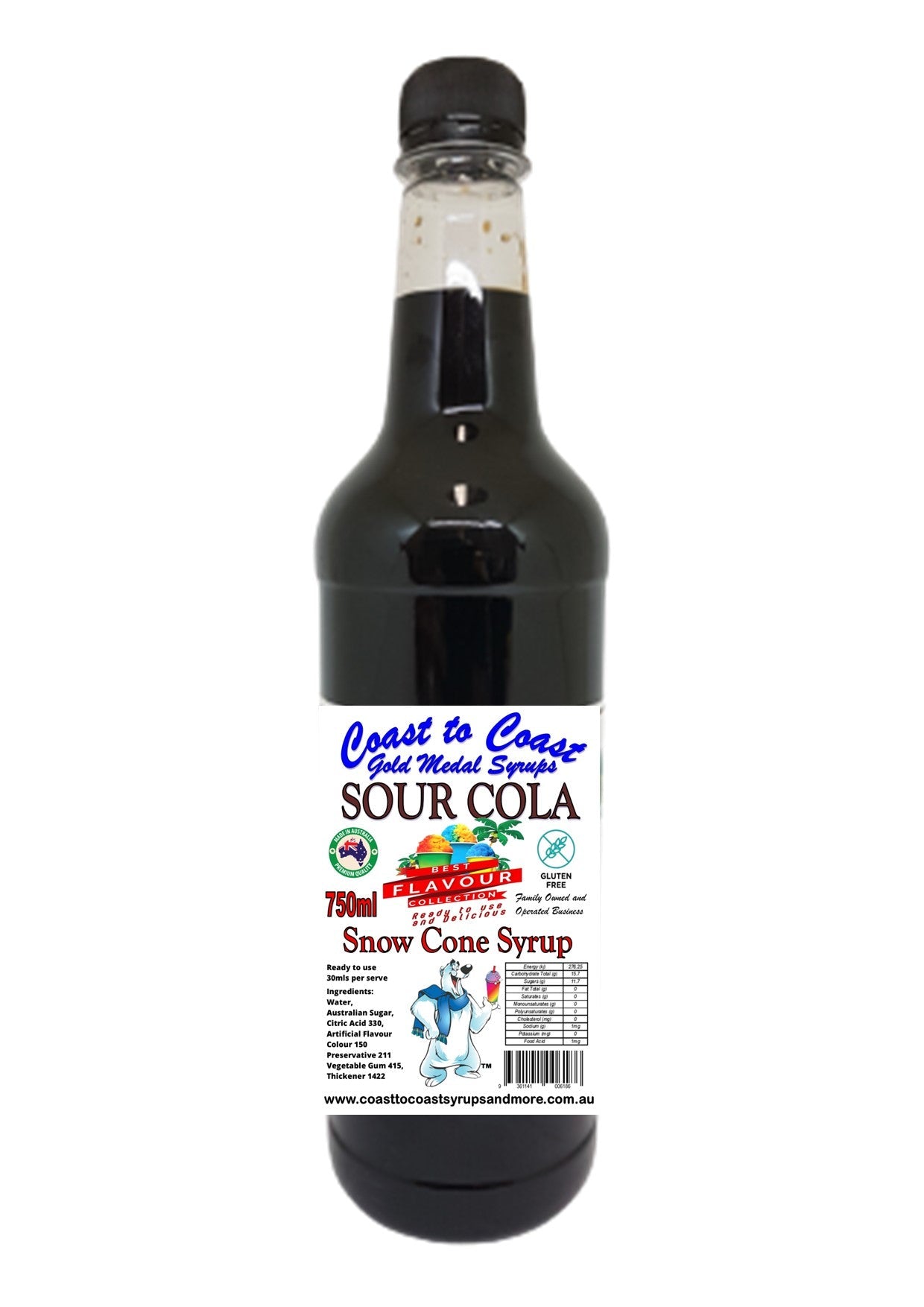 #3 New Sour Range, Coast to Coast Gold Medal Syrups®, 750ml Premium Sour Snow Cone Syrup
