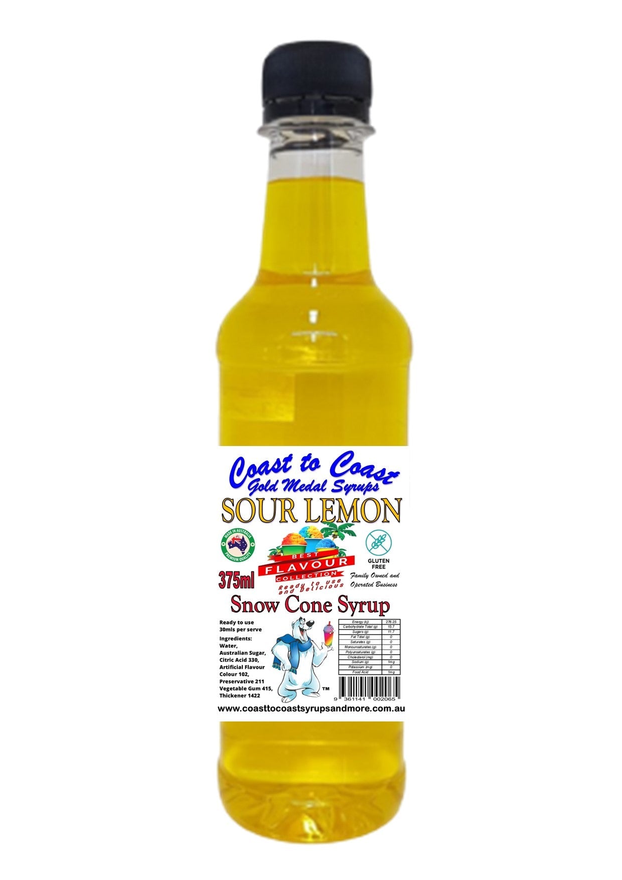 #2 New Sour Range, Coast to Coast Gold Medal Syrups®, 2 x 375ml Premium Sour Snow Cone Syrup
