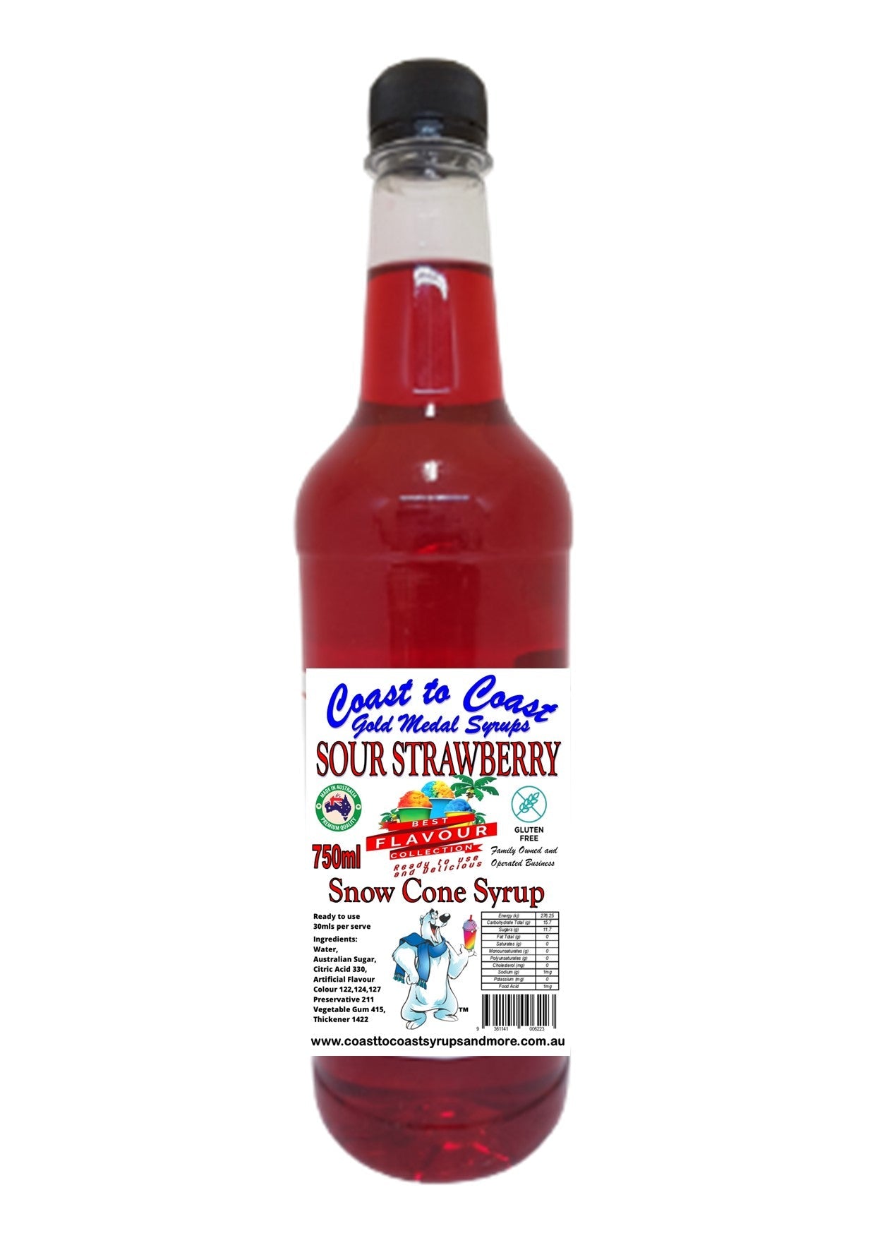#3 New Sour Range, Coast to Coast Gold Medal Syrups®, 750ml Premium Sour Snow Cone Syrup