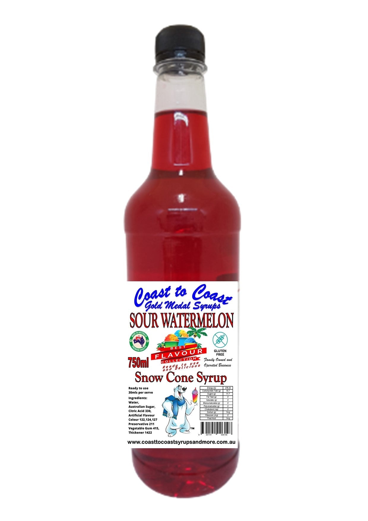 #3 New Sour Range, Coast to Coast Gold Medal Syrups®, 750ml Premium Sour Snow Cone Syrup
