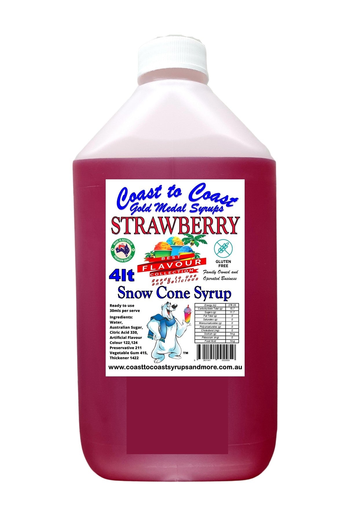 #6 Coast to Coast Gold Medal Syrup®, Premium Snow Cone Syrup 4ltr