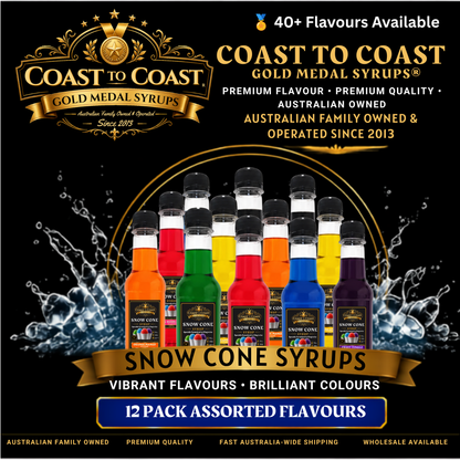 Assorted Snow Cone Syrup  12x250ml - Coast to Coast Gold Medal Syrups®