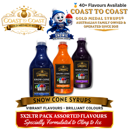 Assorted Flavours Snow Cone Syrup  3x2ltr - Coast to Coast Gold Medal Syrups®