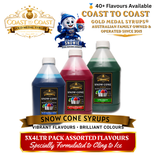 Assorted Flavours Snow Cone Syrup  3x4ltr - Coast to Coast Gold Medal Syrups®