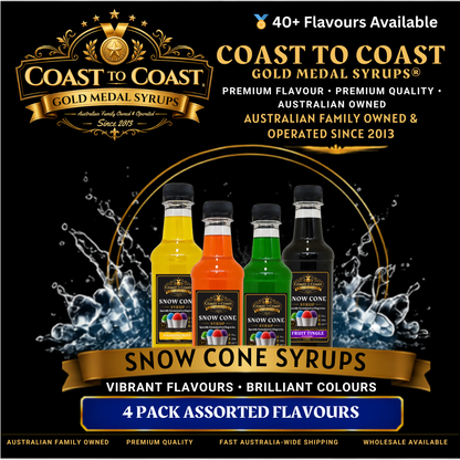 Assorted Flavours Snow Cone Syrup  4x375ml - Coast to Coast Gold Medal Syrups®