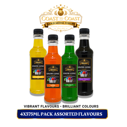 Assorted Flavours Snow Cone Syrup  4x375ml - Coast to Coast Gold Medal Syrups®