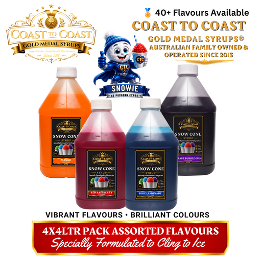 Assorted Flavours Snow Cone Syrup  4x4ltr - Coast to Coast Gold Medal Syrups®