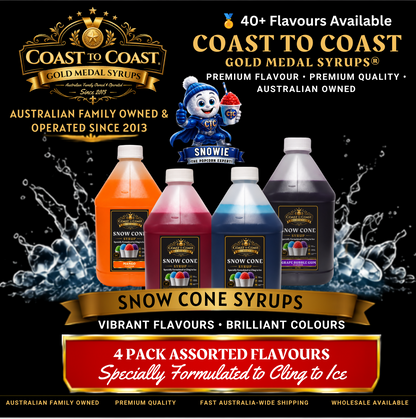 Assorted Flavours Snow Cone Syrup  4x4ltr - Coast to Coast Gold Medal Syrups®