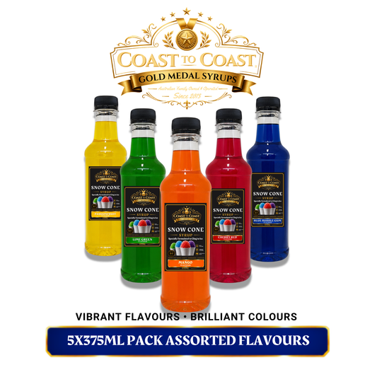 Assorted Flavours Snow Cone Syrup  5x375ml - Coast to Coast Gold Medal Syrups®