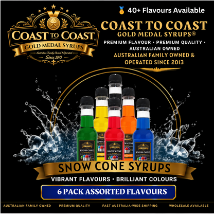 Assorted Snow Cone Syrup 6x250ml - Coast to Coast Gold Medal Syrups®