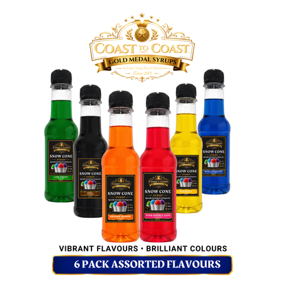 Assorted Snow Cone Syrup 6x250ml - Coast to Coast Gold Medal Syrups®