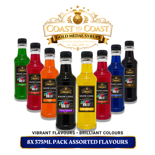Assorted Flavours Snow Cone Syrup 8x375ml - Coast to Coast Gold Medal Syrups®