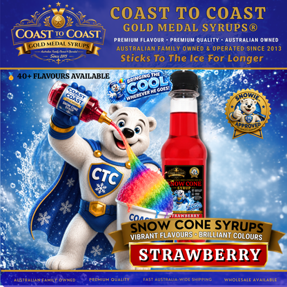 Strawberry Snow Cone Syrups 250ml - Coast to Coast Gold Medal Syrups®