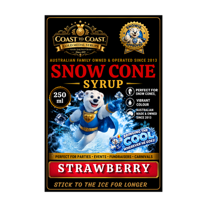 Strawberry Snow Cone Syrups 250ml - Coast to Coast Gold Medal Syrups®