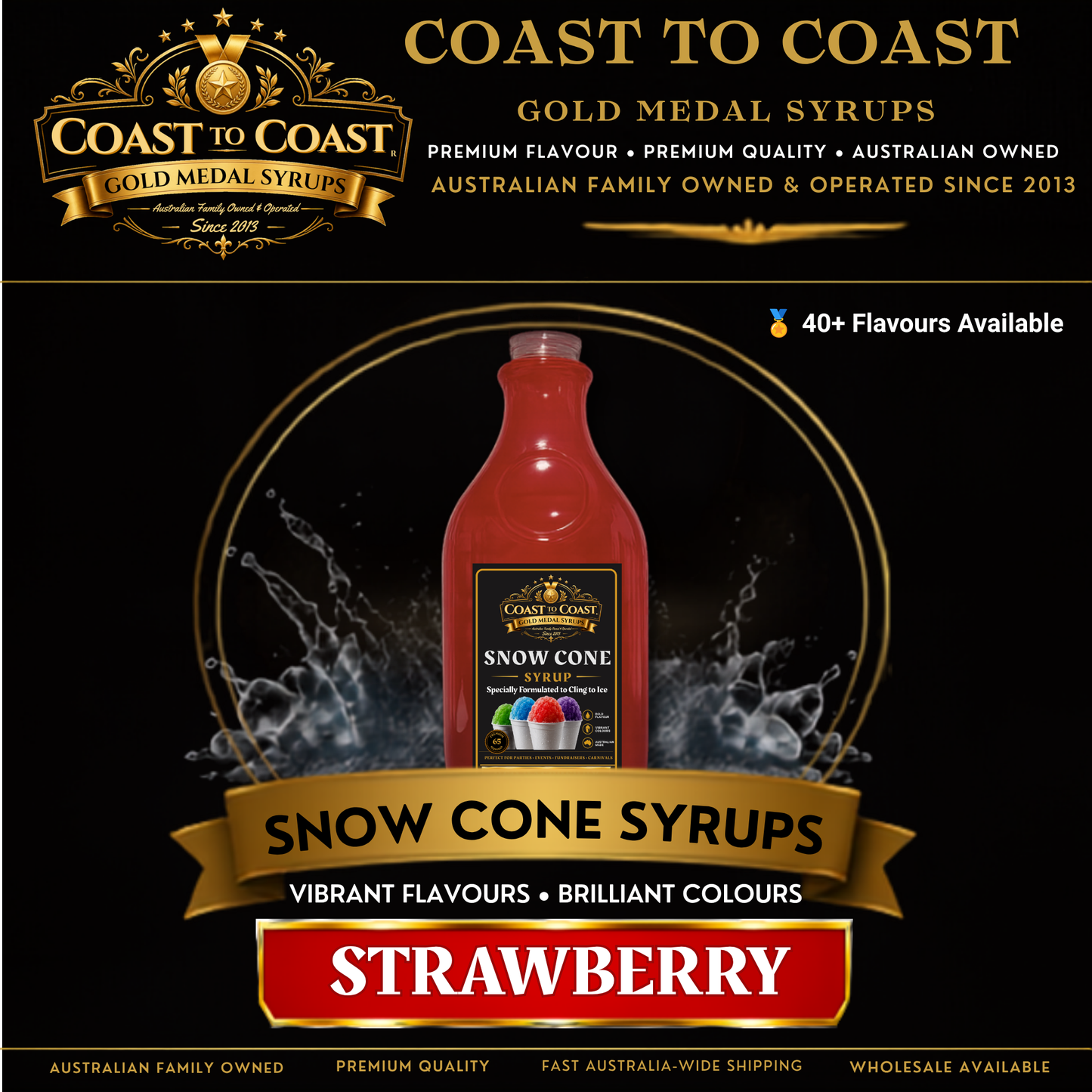 Strawberry Snow Cone Syrups 2ltr - Coast to Coast Gold Medal Syrups®