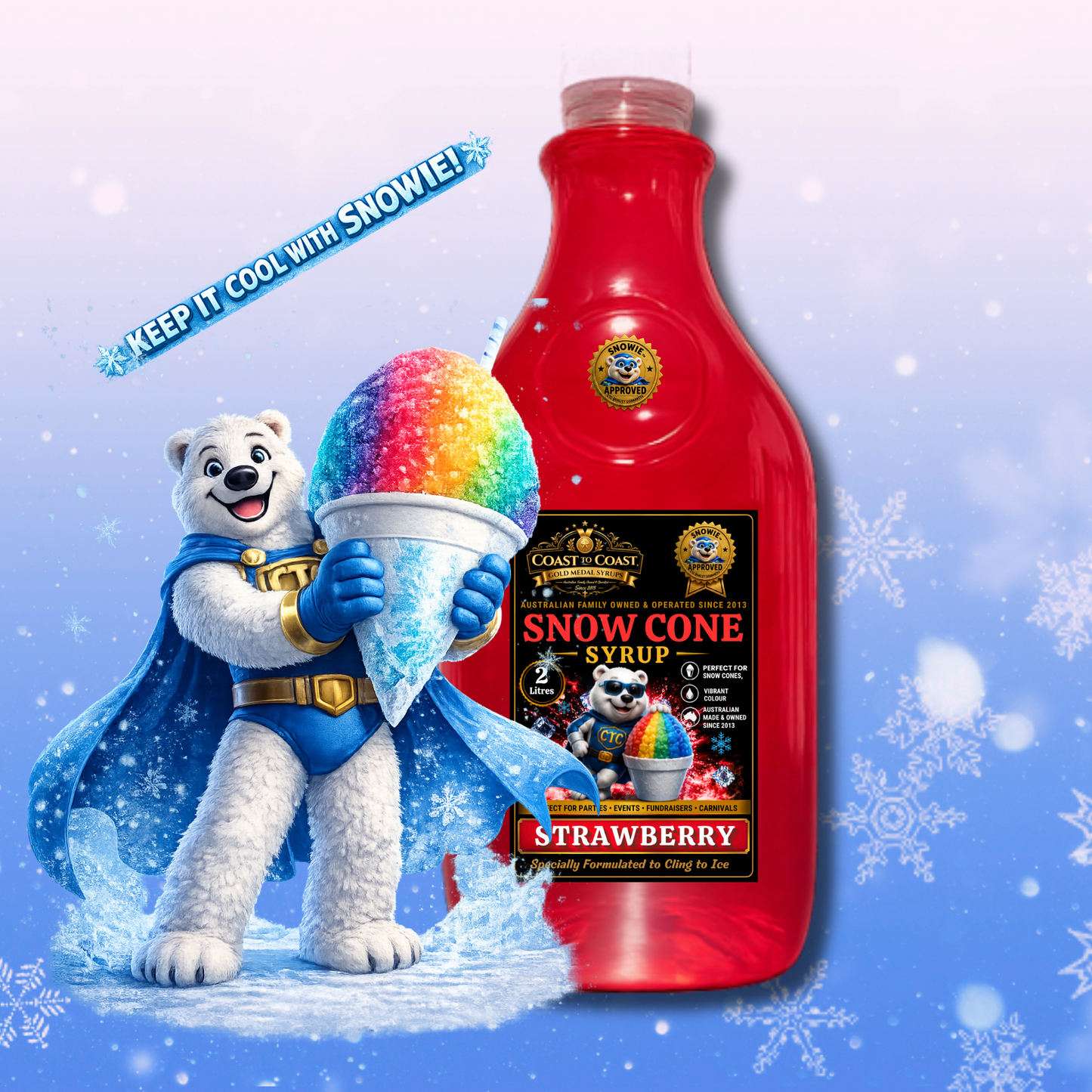 Strawberry Snow Cone Syrups 2ltr - Coast to Coast Gold Medal Syrups®