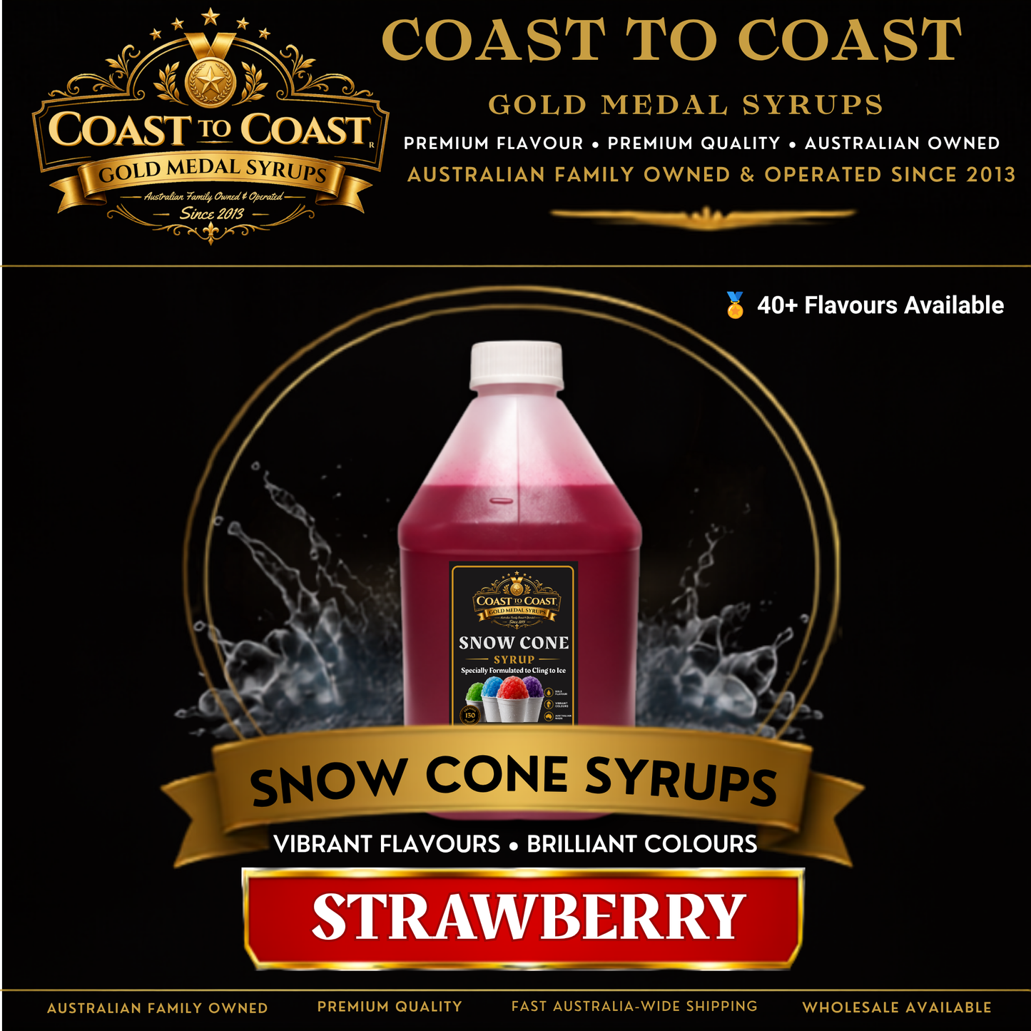 Strawberry Snow Cone Syrups 4ltr - Coast to Coast Gold Medal Syrups®