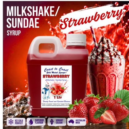 #2 Strawberry, Milkshake/Sundae toppings 1ltr, Coast to Coast Gold Medal Syrups®