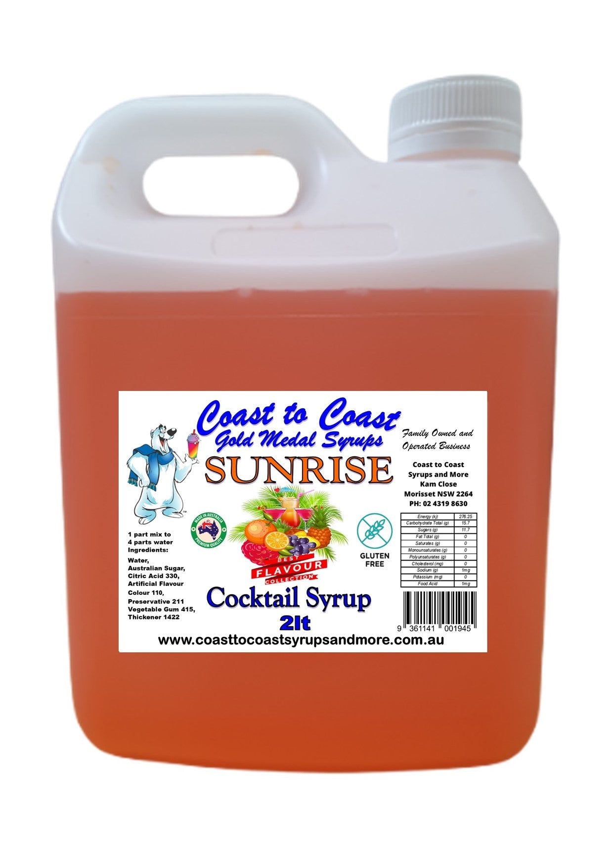 #2 Coast to Coast Gold Medal Syrups®, 2ltr, Premium Cocktail Syrups.