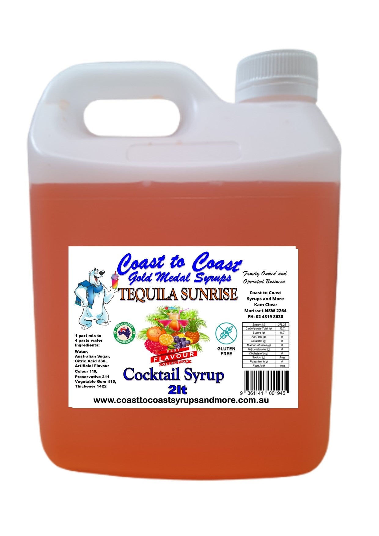 #2 Coast to Coast Gold Medal Syrups®, 2ltr, Premium Cocktail Syrups.
