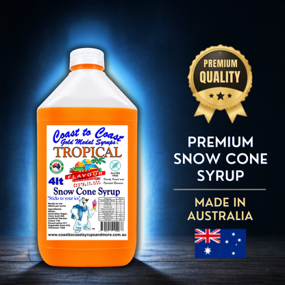6 Tropical Snow Cone Syrup, 4Ltr, Premium Ice Syrup, Coast to Coast Gold Medal Syrups®