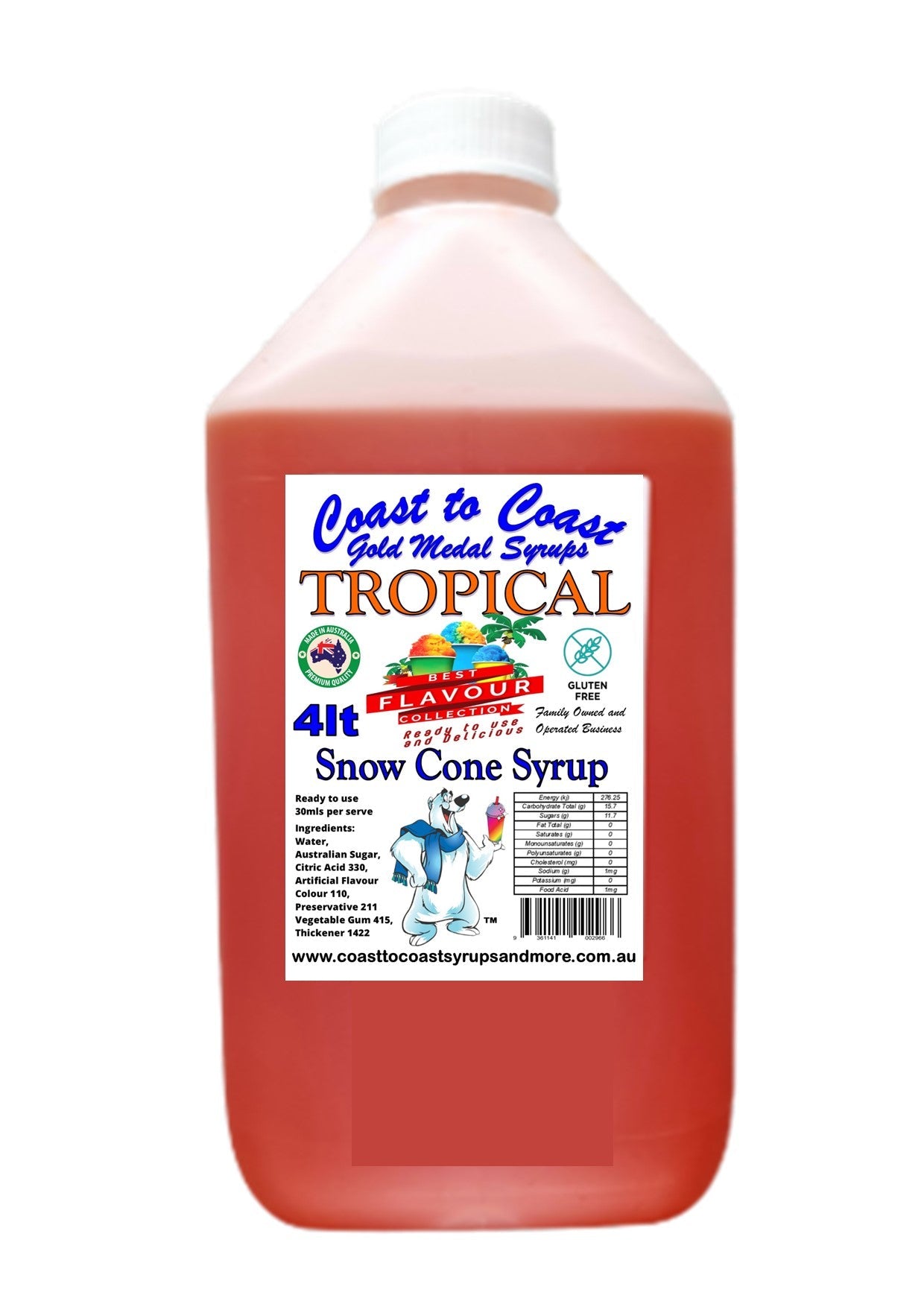 #6 Coast to Coast Gold Medal Syrup®, Premium Snow Cone Syrup 4ltr
